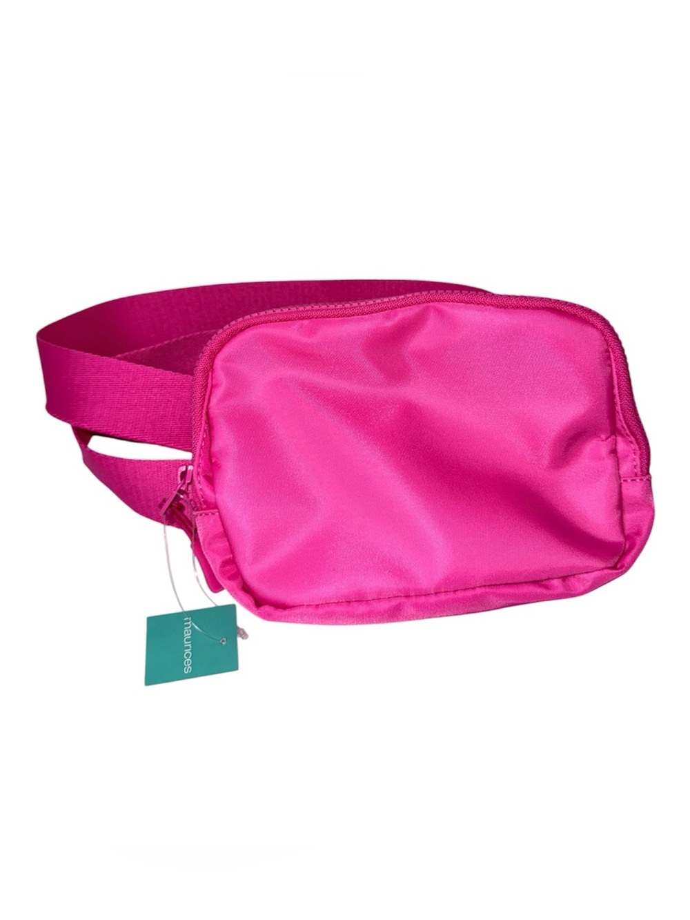 Maurices Solid Neon Pink Crossbody Belt Bag Canvas Buckle Closure NWT New